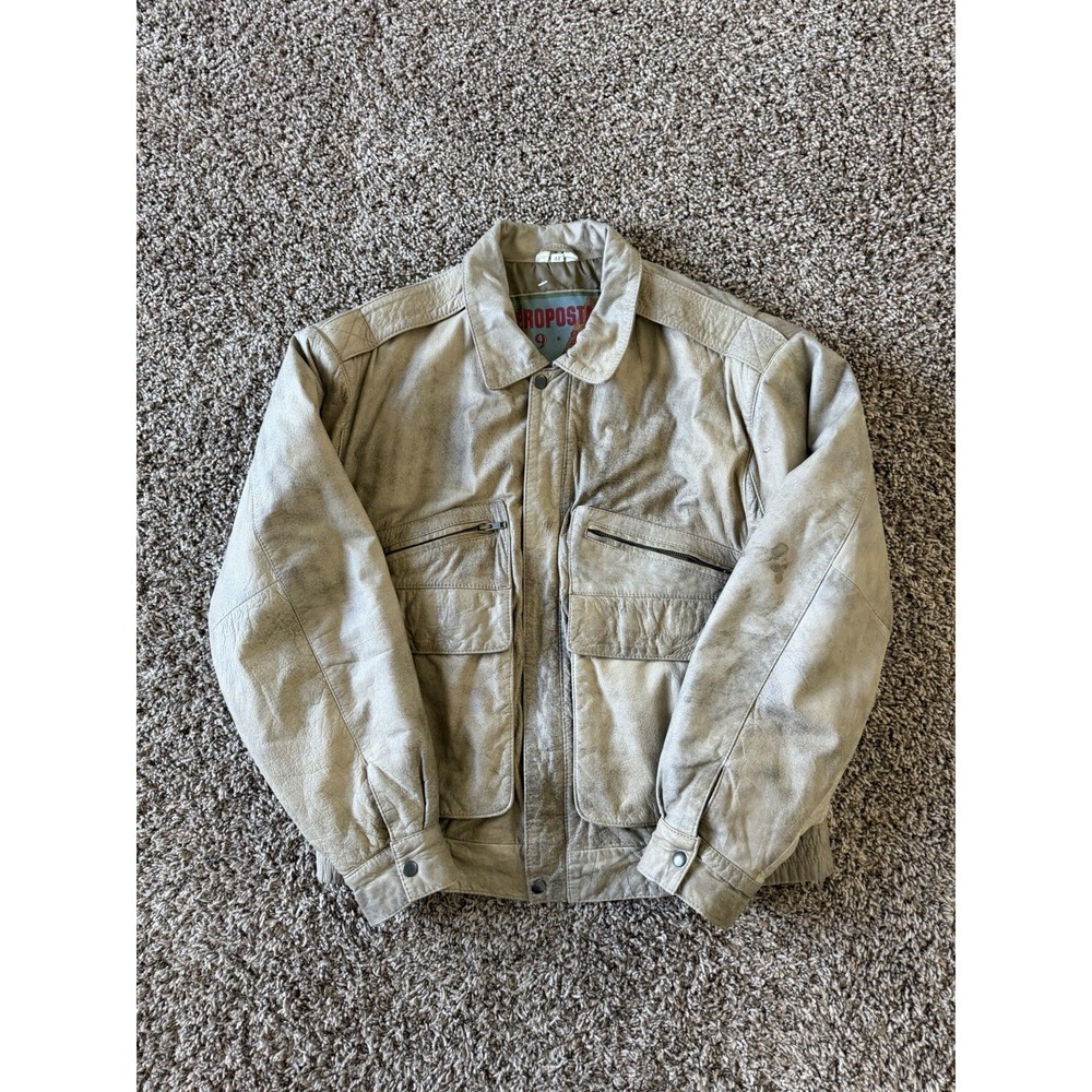 Vintage Aviator Aeropostale 1925 Men's Leather Bomber Jacket Size 44